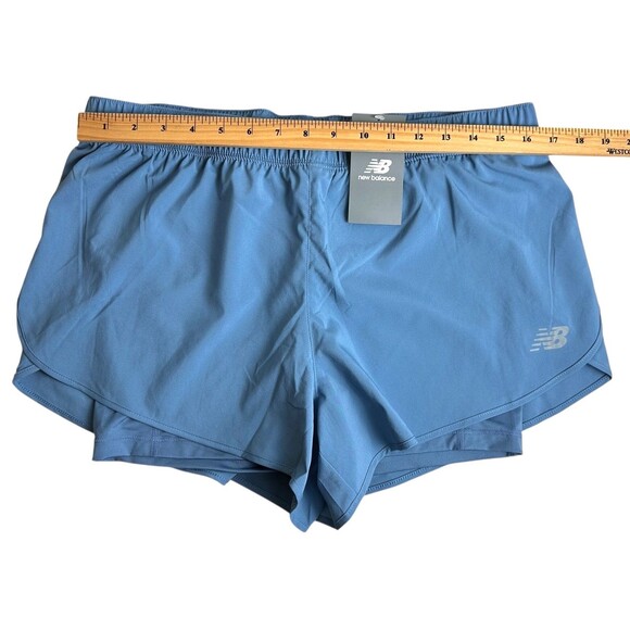 NEW BALANCE Women's 2-in 1 Sport Shorts Training Running Under Short Size L Blue - Picture 5 of 7